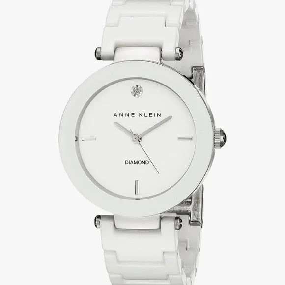 Anne Klein White Diamond Accent Ceramic Watch - Picture 1 of 12